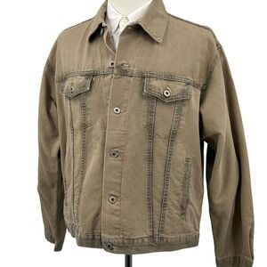 Arizona Jean Co Mens Trucker Jacket Medium Tan Vintage Made in USA Workwear Y2K